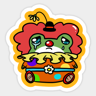 Sad Crying Little Clown Frog Sticker